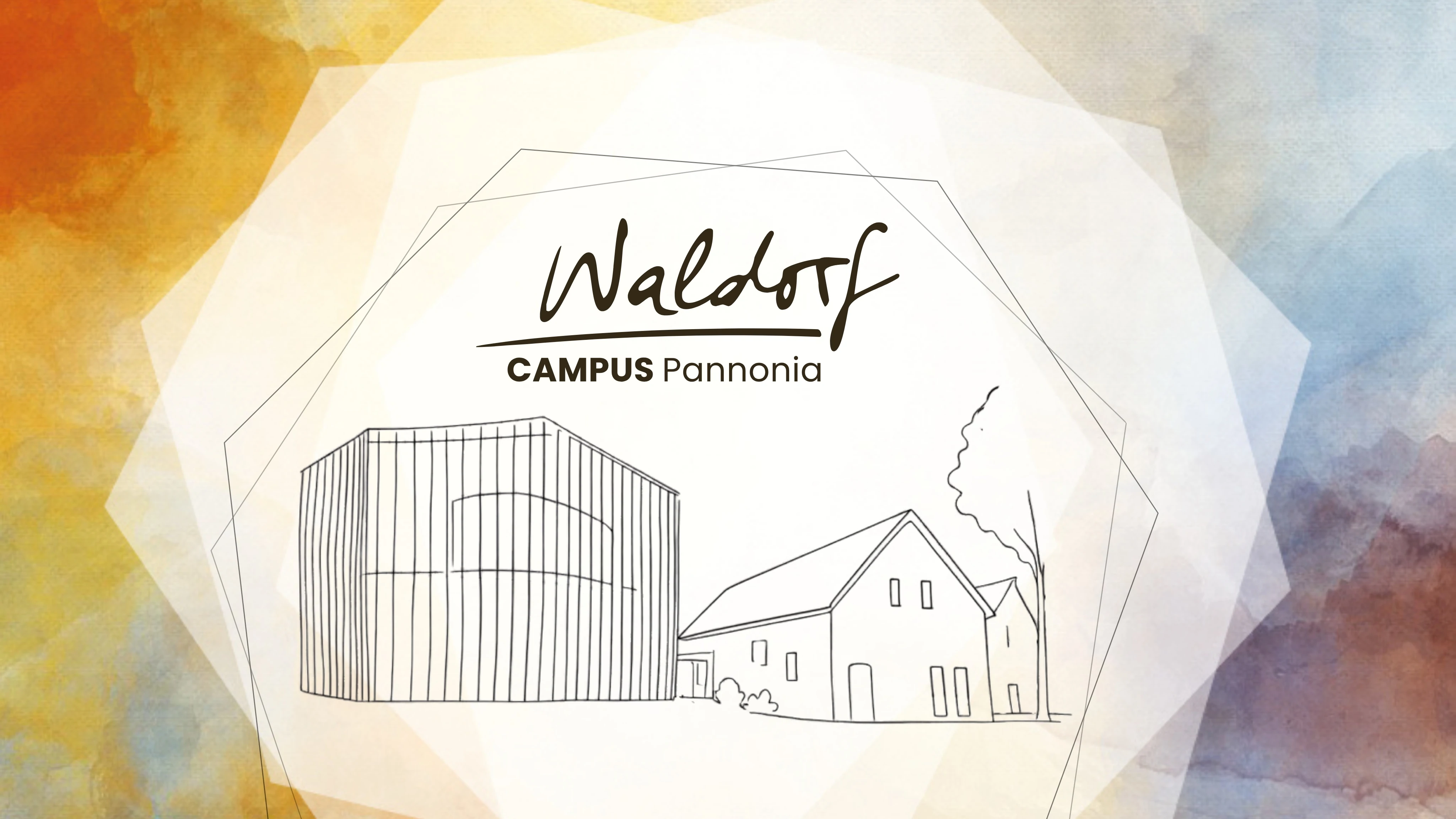 Illustration und Logo des Waldorf Campus Pannonia